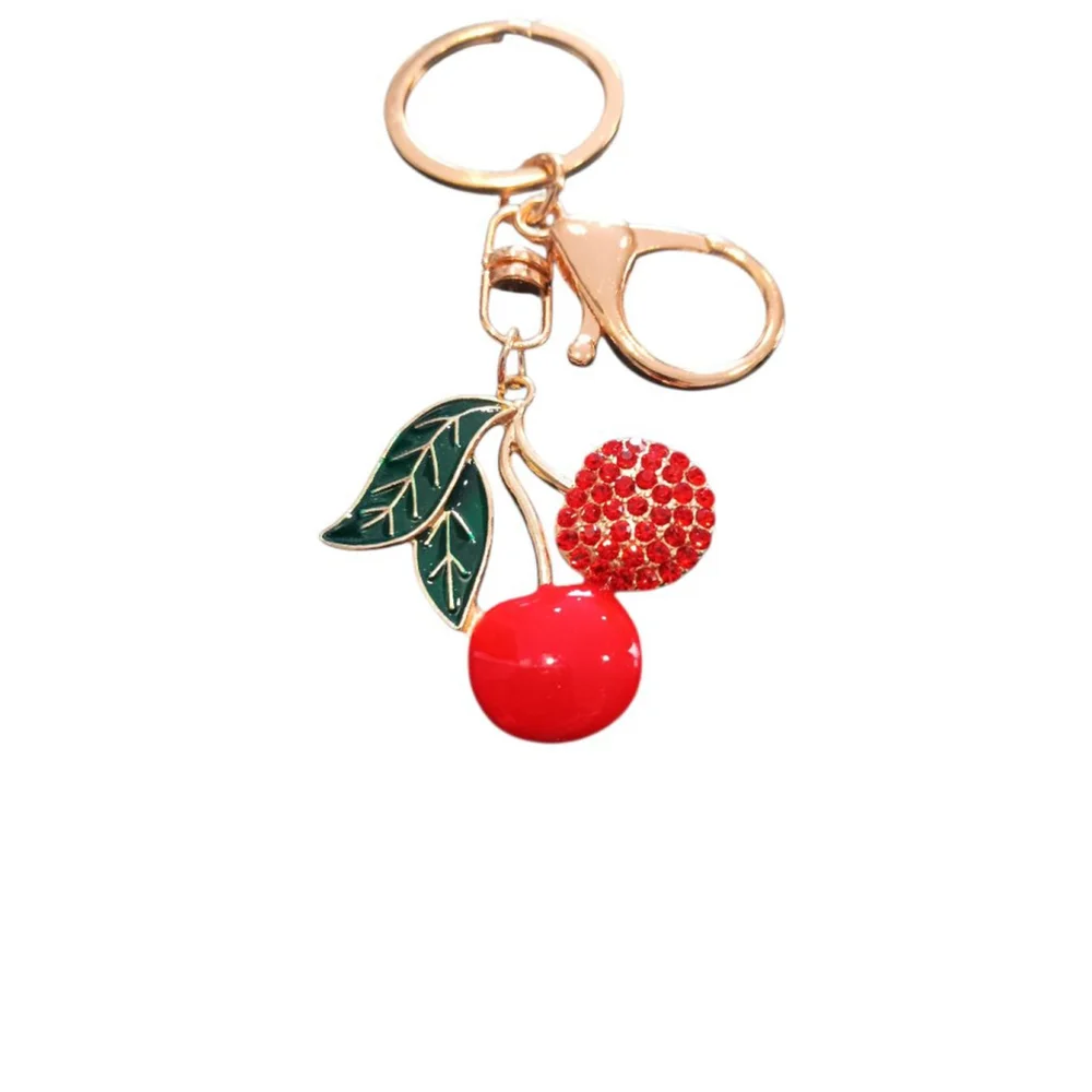 Bling Rhinestone Cherry Keychain Purse Backpack Charm